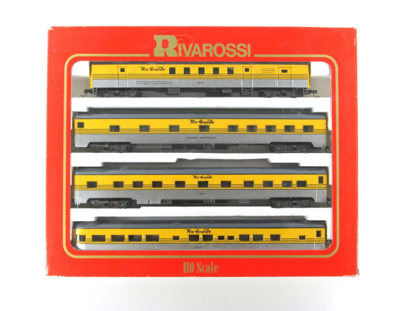 HO Scale *DENVER RIO GRANDE 1930s Passenger Set B -Rivarossi 6937, Knuckle Cplrs