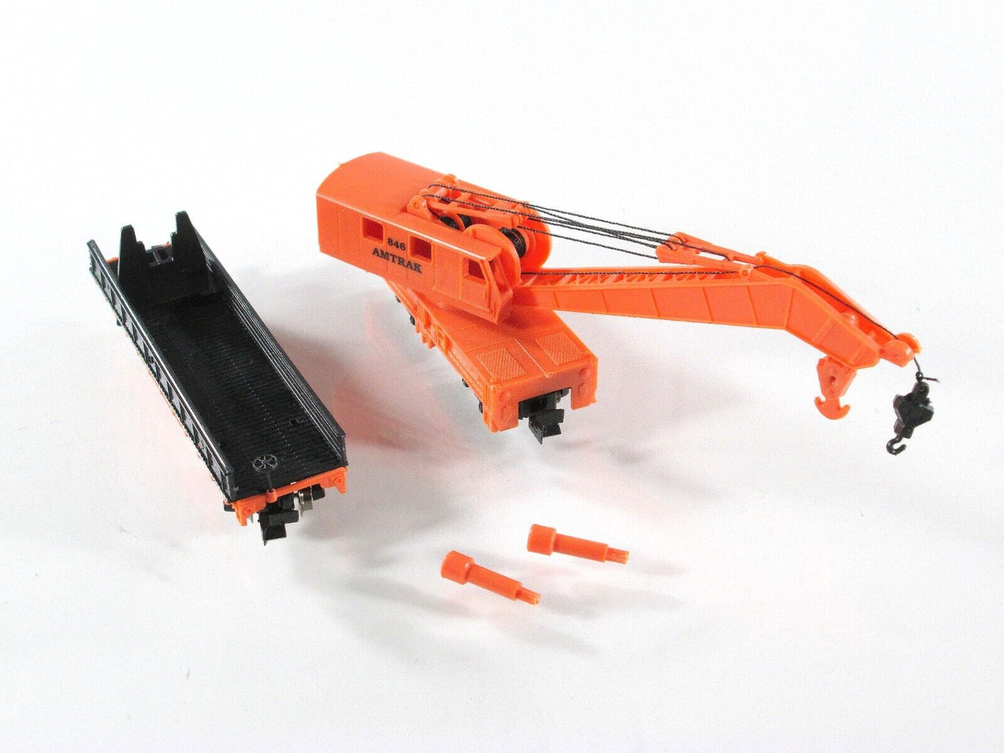 N Scale AMTRAK **MOW** Boom Crane #846, Flat Car Tender - Model Power 3163 *NEW*