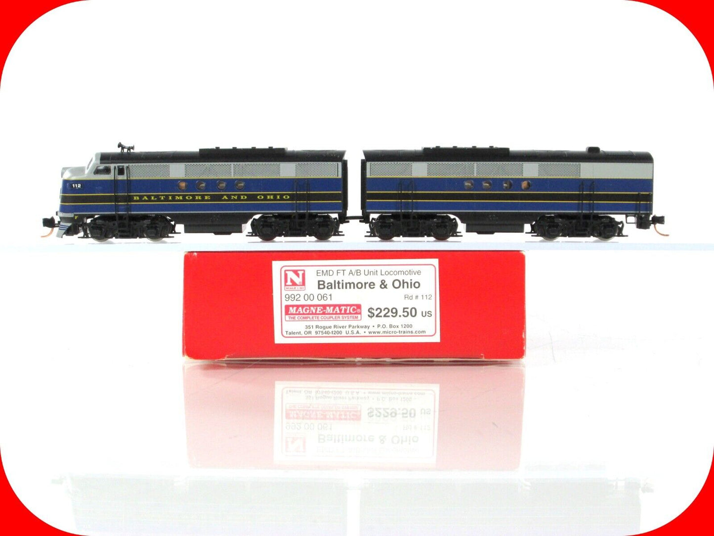 N Scale ***BALTIMORE & OHIO*** FT A/B Set #112 -- Micro Trains 99200061, DCC Rdy