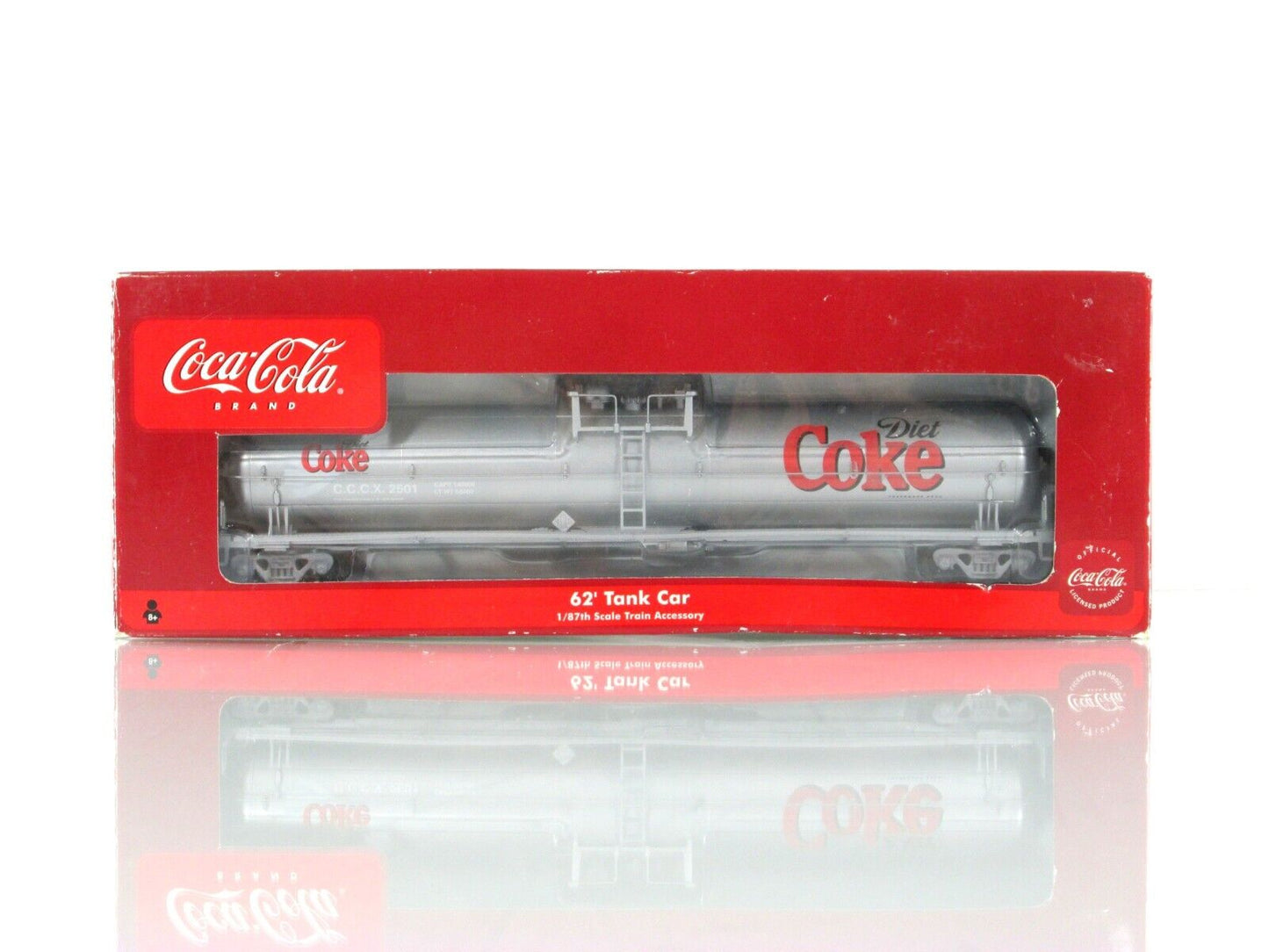 HO Scale ***DIET COKE*** 62' Single Dome Jumbo Tank Car, CCCX 2501 -Athearn 8340