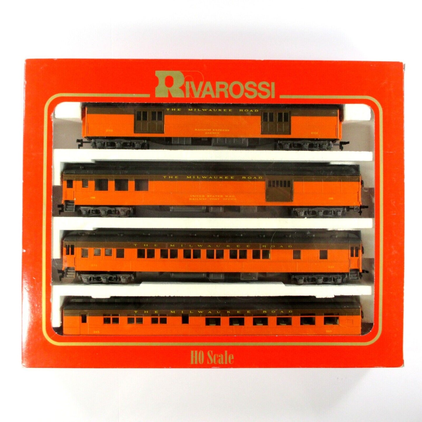 HO Scale MILWAUKEE ROAD 1920s Heavyweight 4-Passenger Car Set A - Rivarossi 6904