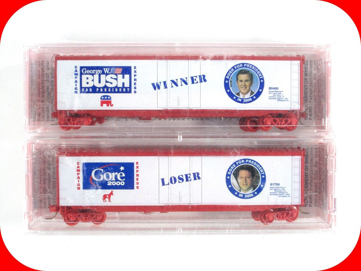 N Scale **BUSH GORE CAMPAIGN EXPRESS** Box Car Set - Micro Trains Special *RARE*