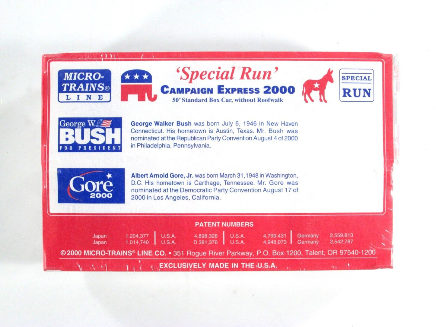 N Scale **BUSH GORE CAMPAIGN EXPRESS** Box Car Set - Micro Trains Special *RARE*