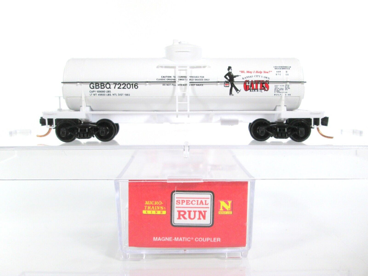 N Scale Kansas City's GATES BBQ Tank Car - GBBQ 722016 - Micro Trains *VERY RARE