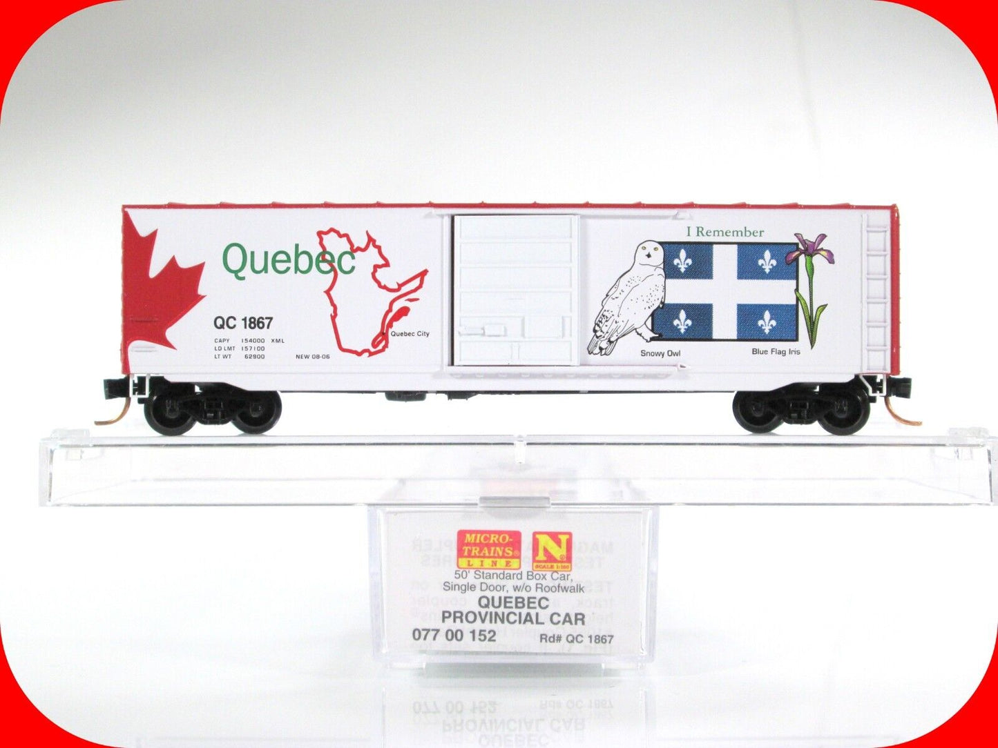 N Scale ***QUEBEC** Canadian Provincial Box Car, QC 1867 - Micro Trains 07700152