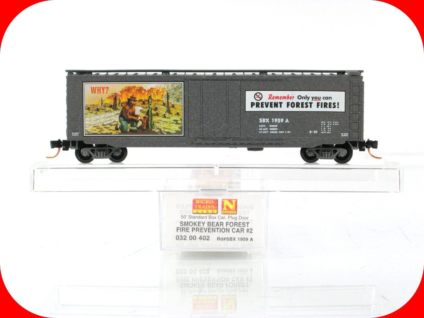N Scale **SMOKEY BEAR** Fire Prevention Car 2, SBX 1959A - Micro Trains 03200402
