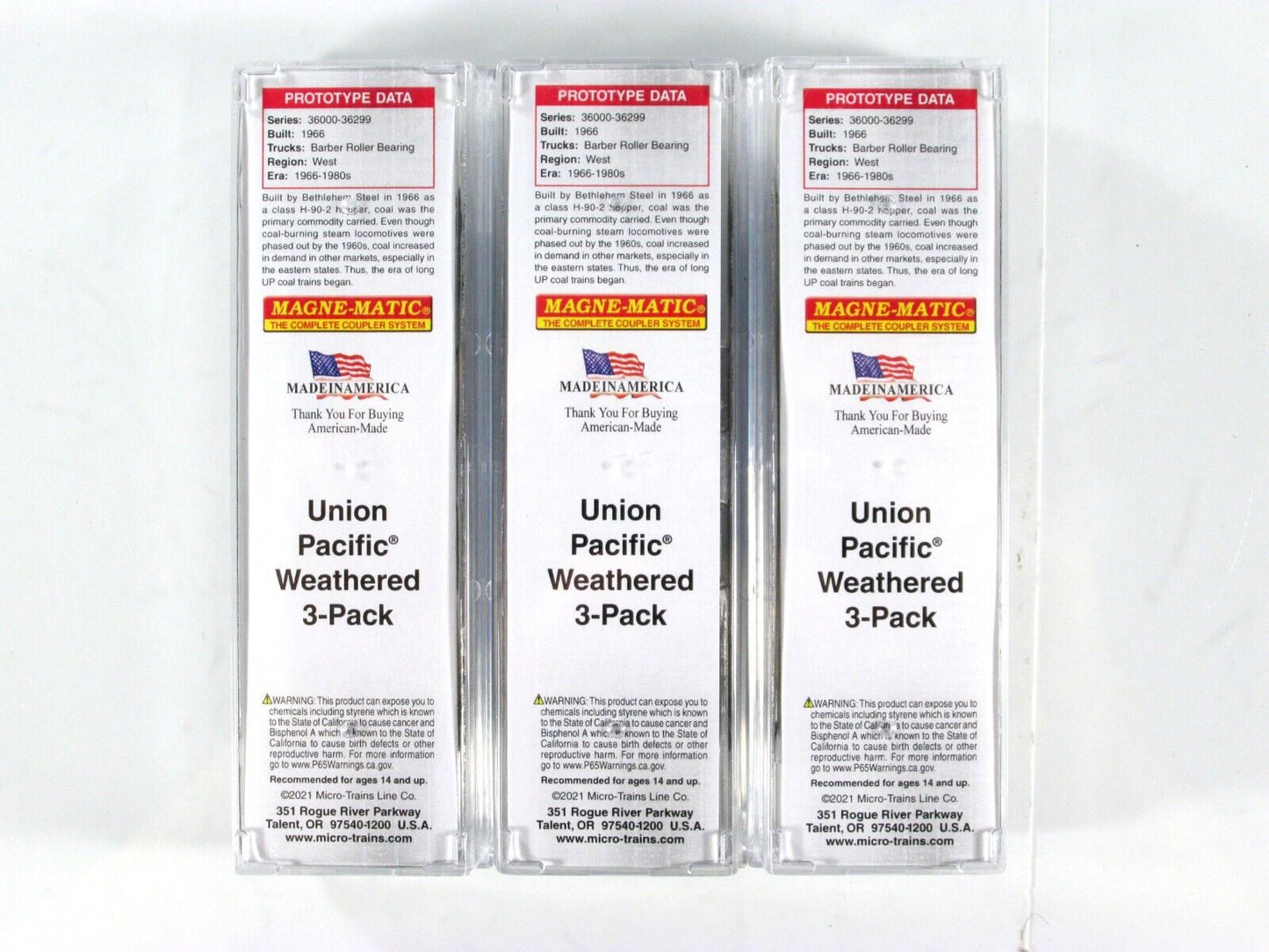 N Scale **UNION PACIFIC** Weathered Coal Hopper 3-Pack - Micro Trains 99305920