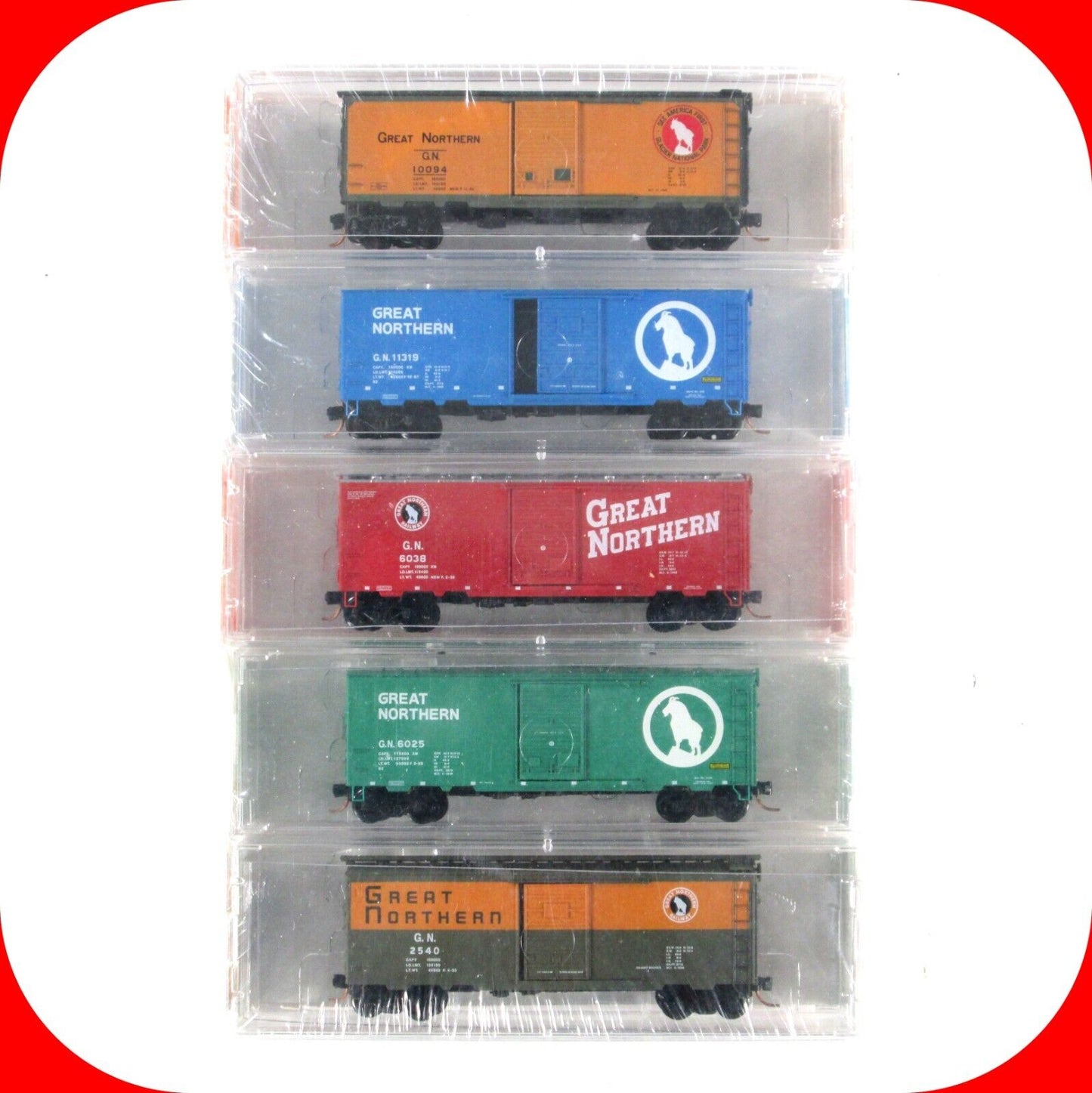 N Scale *GREAT NORTHERN* Western Road Box Car Pack #5 - Micro Trains Special Run