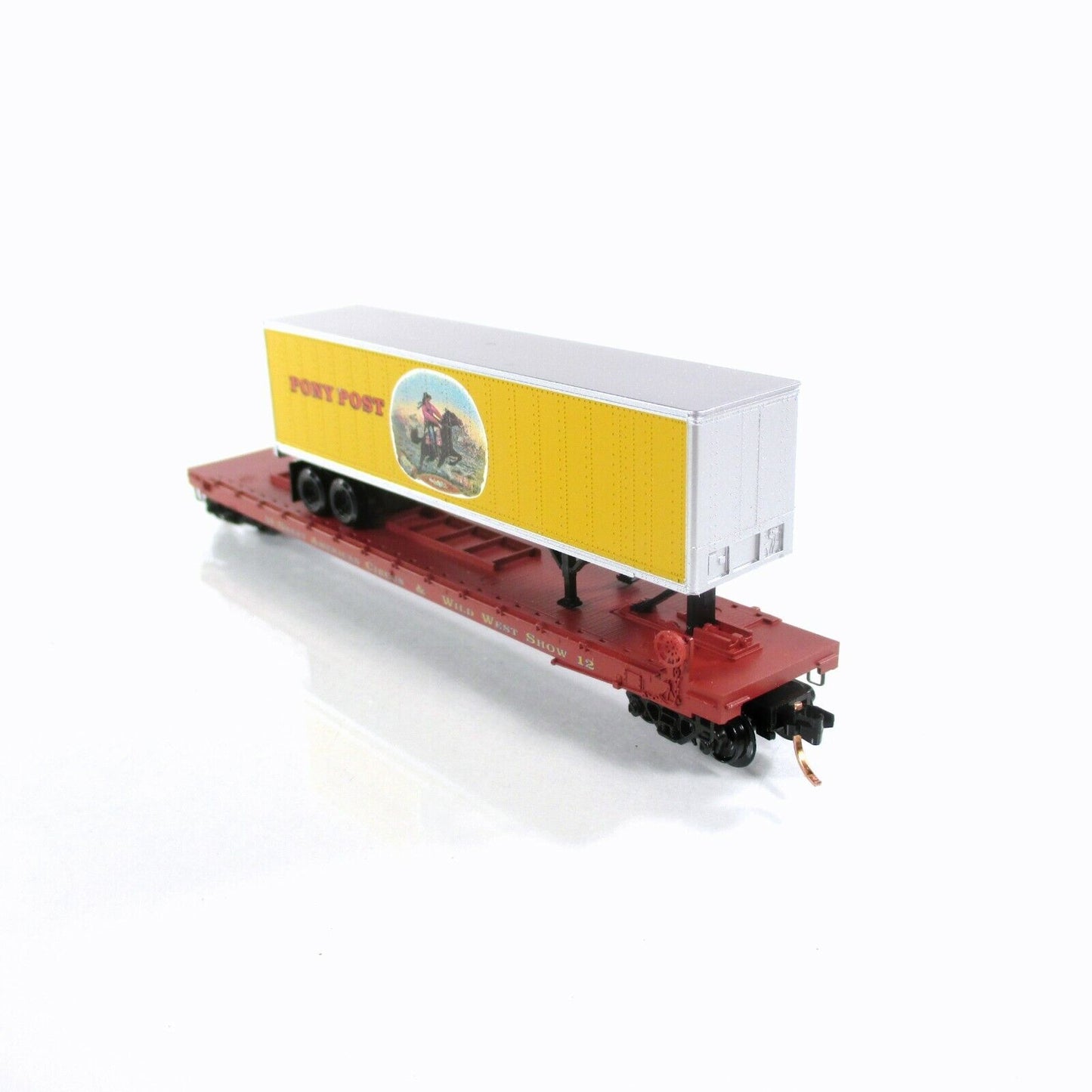 N Scale ***PONY POST*** Circus Trailer on 57' Flat Car #12 - MTL Lowell Smith #2