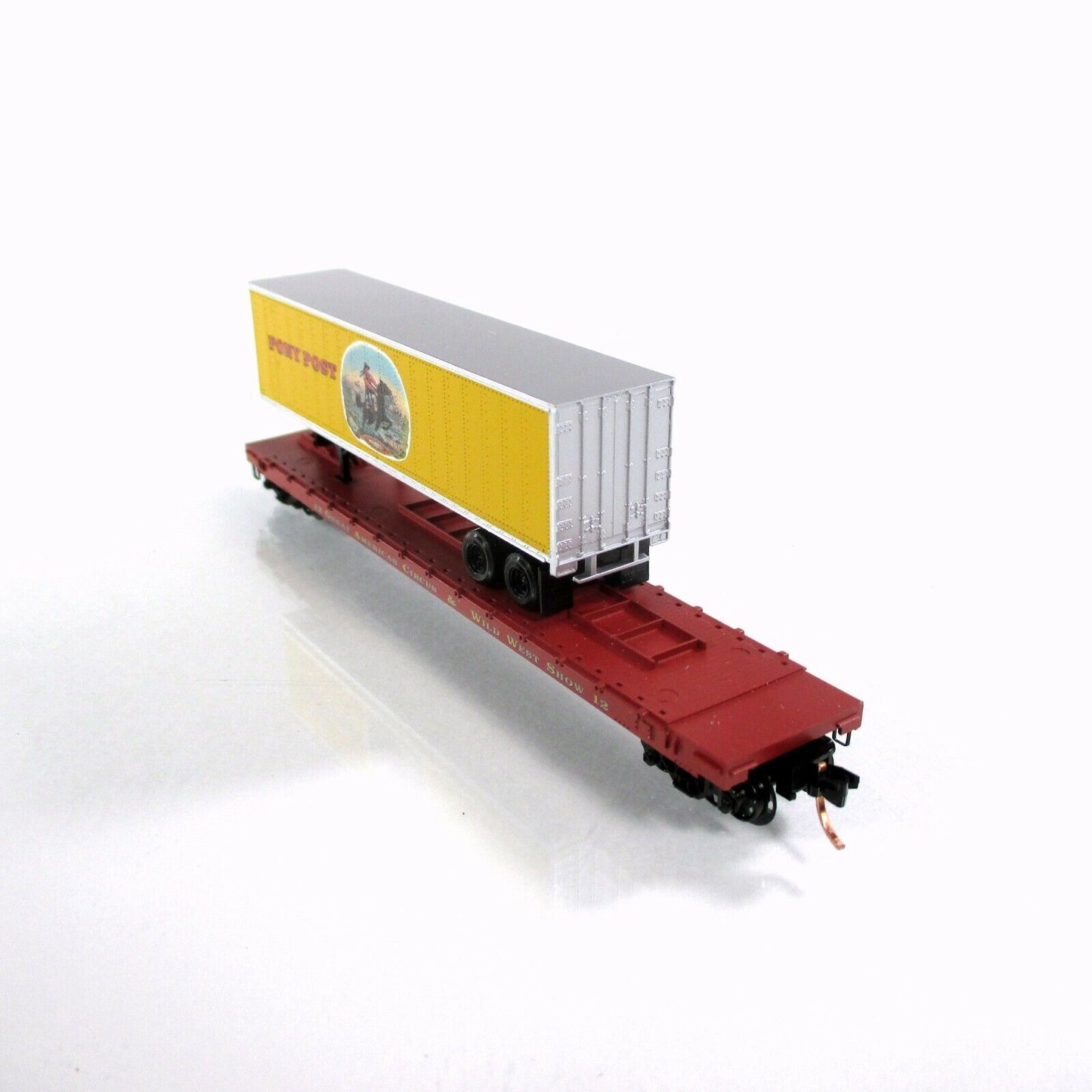 N Scale ***PONY POST*** Circus Trailer on 57' Flat Car #12 - MTL Lowell Smith #2