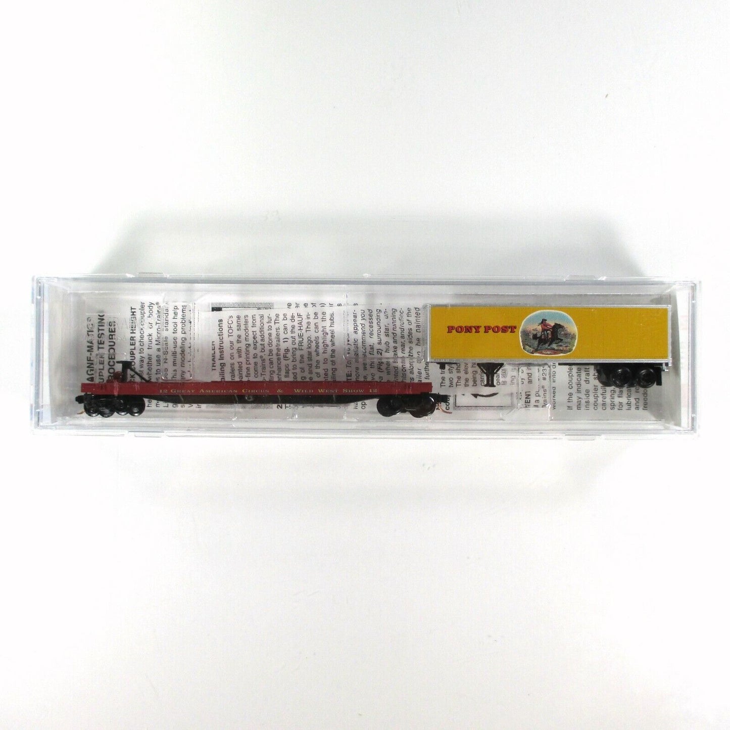 N Scale ***PONY POST*** Circus Trailer on 57' Flat Car #12 - MTL Lowell Smith #2