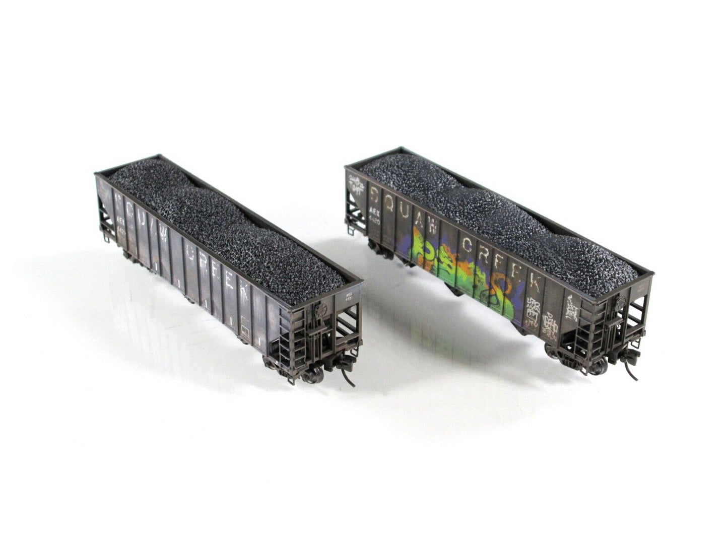 N Scale ***AEX, SQUAW CREEK*** Weathered Coal Hopper Set - Micro Trains 99305034