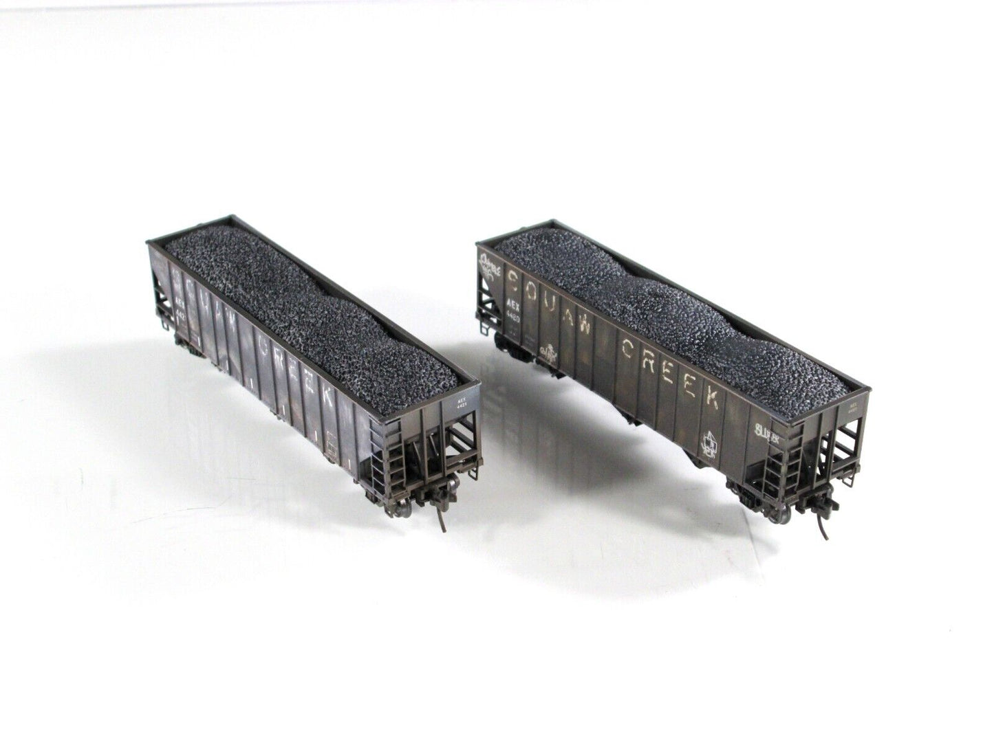 N Scale ***AEX, SQUAW CREEK*** Weathered Coal Hopper Set - Micro Trains 99305034