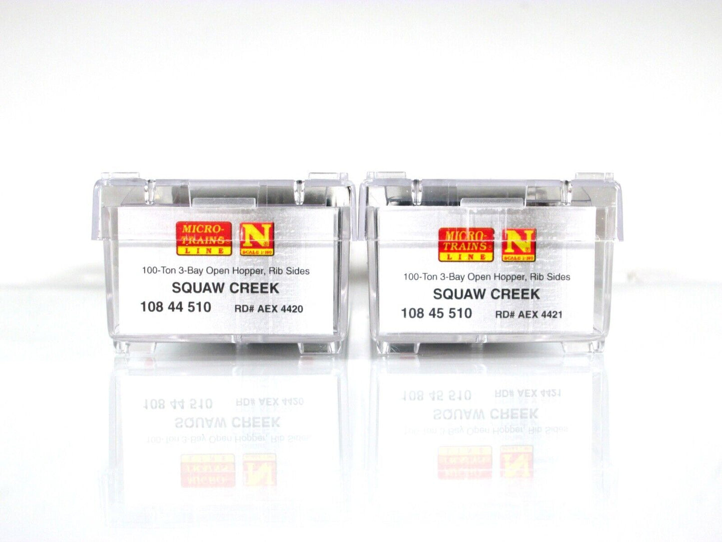 N Scale ***AEX, SQUAW CREEK*** Weathered Coal Hopper Set - Micro Trains 99305034