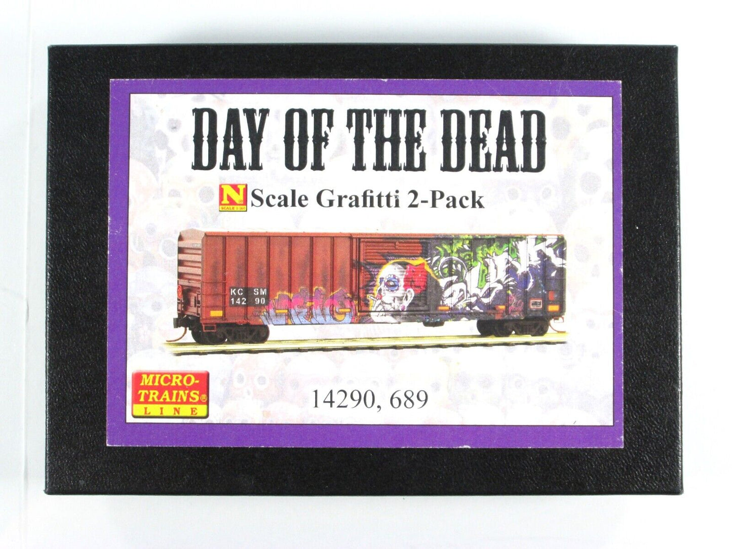 N Scale ***DAY of the DEAD*** HALLOWEEN Graffiti Box Cars, Micro Trains 99305470
