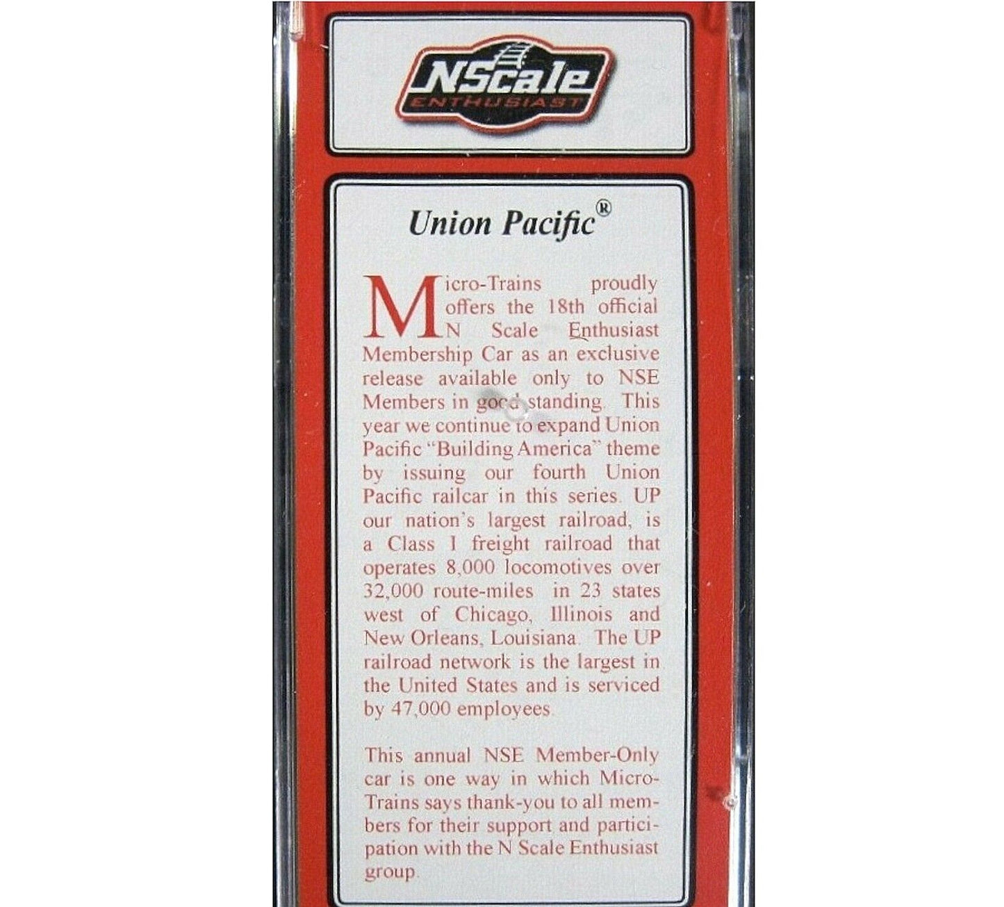 N Scale **UNION PACIFIC, US Flag** 60' Box Car #960870 - Micro Trains NSE 18-01