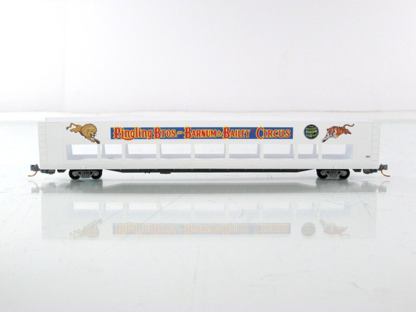 N Scale ***RINGLING*** CIRCUS 89' Bi-Level Auto Rack #125 -Micro Trains 11200720