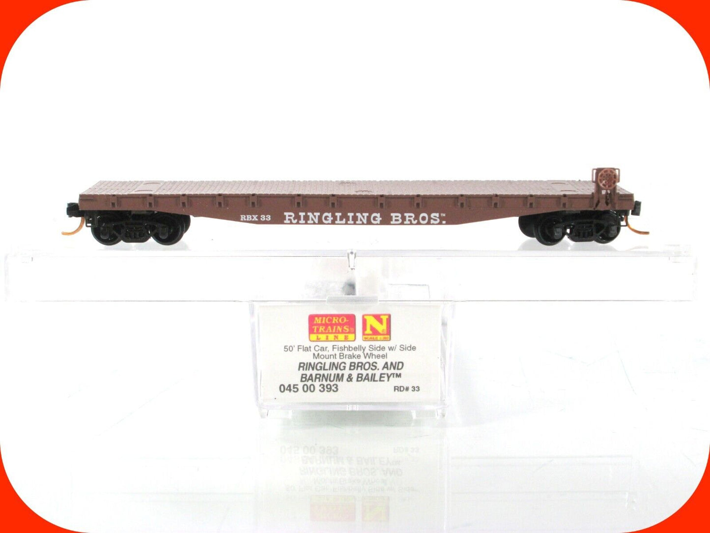 N Scale ***RINGLING Bros*** Circus 50' Flat Car, RBBX 33 - Micro Trains 04500393