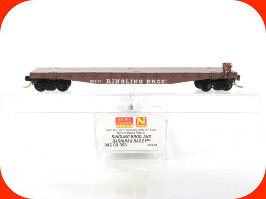 N Scale ***RINGLING Bros*** Circus 50' Flat Car, RBBX 33 - Micro Trains 04500393