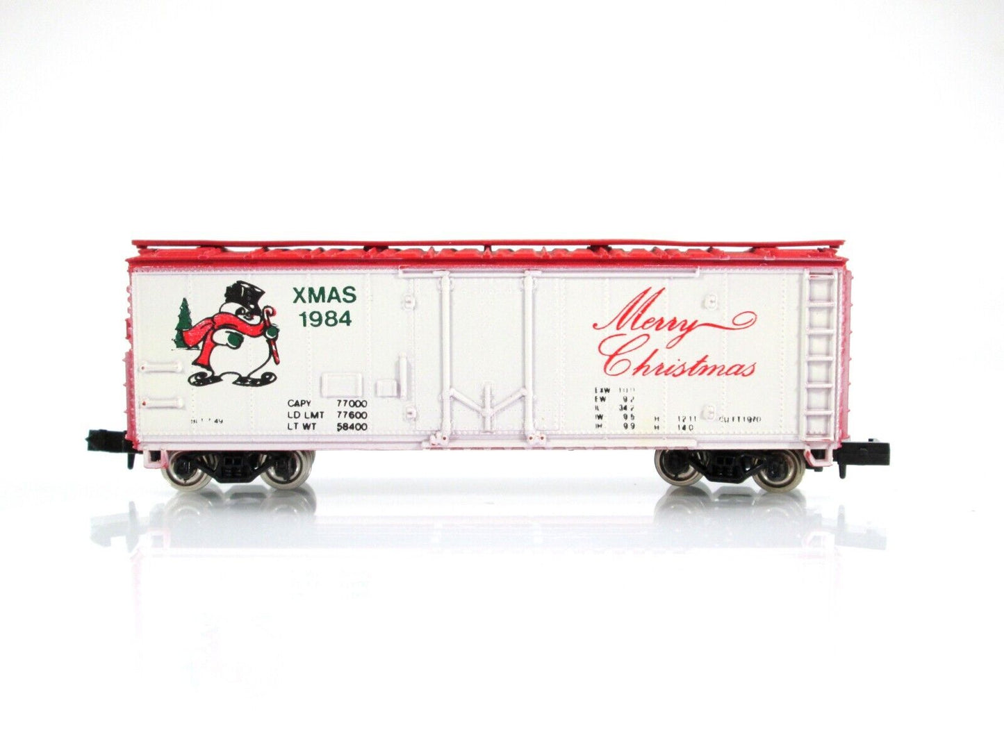 N Scale MERRY CHRISTMAS 40' Single Door Steel Box Car 1984 - Con-Cor 0001-008401