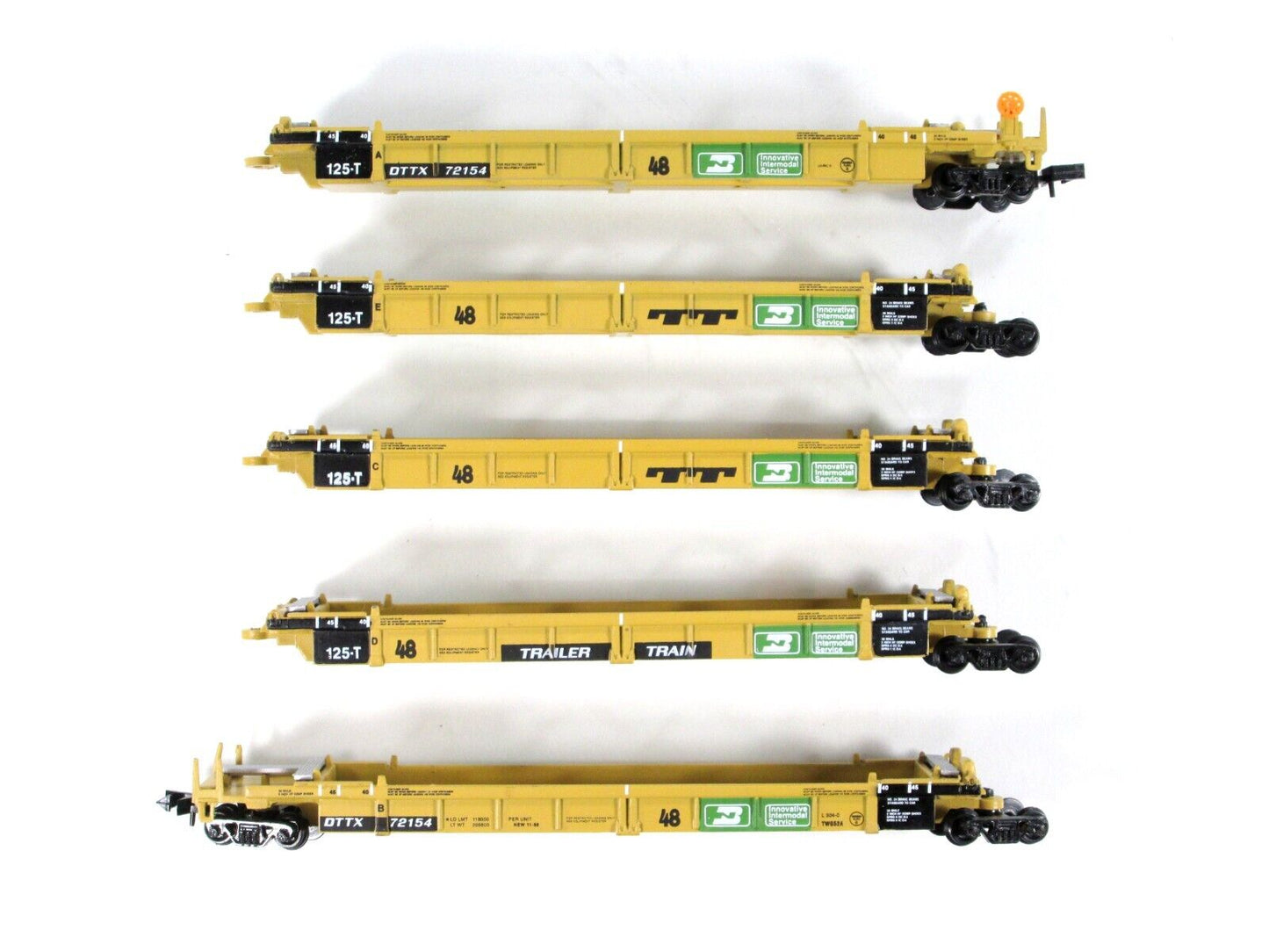 N SCALE **BURLINGTON NORTHERN / TTX** 5-Unit Well Car #72154 - Walthers 932-8104