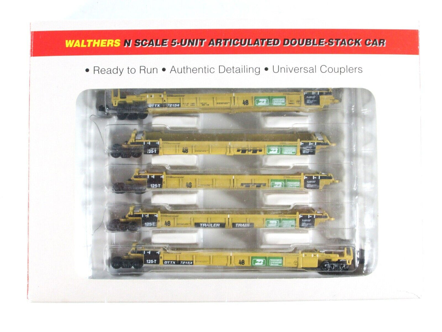 N SCALE **BURLINGTON NORTHERN / TTX** 5-Unit Well Car #72154 - Walthers 932-8104