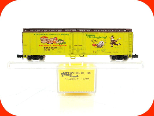 N Scale ** HAPPY THANKSGIVING ** 50' Box Car, BBCX 2509 --------- Bev-Bel, Atlas