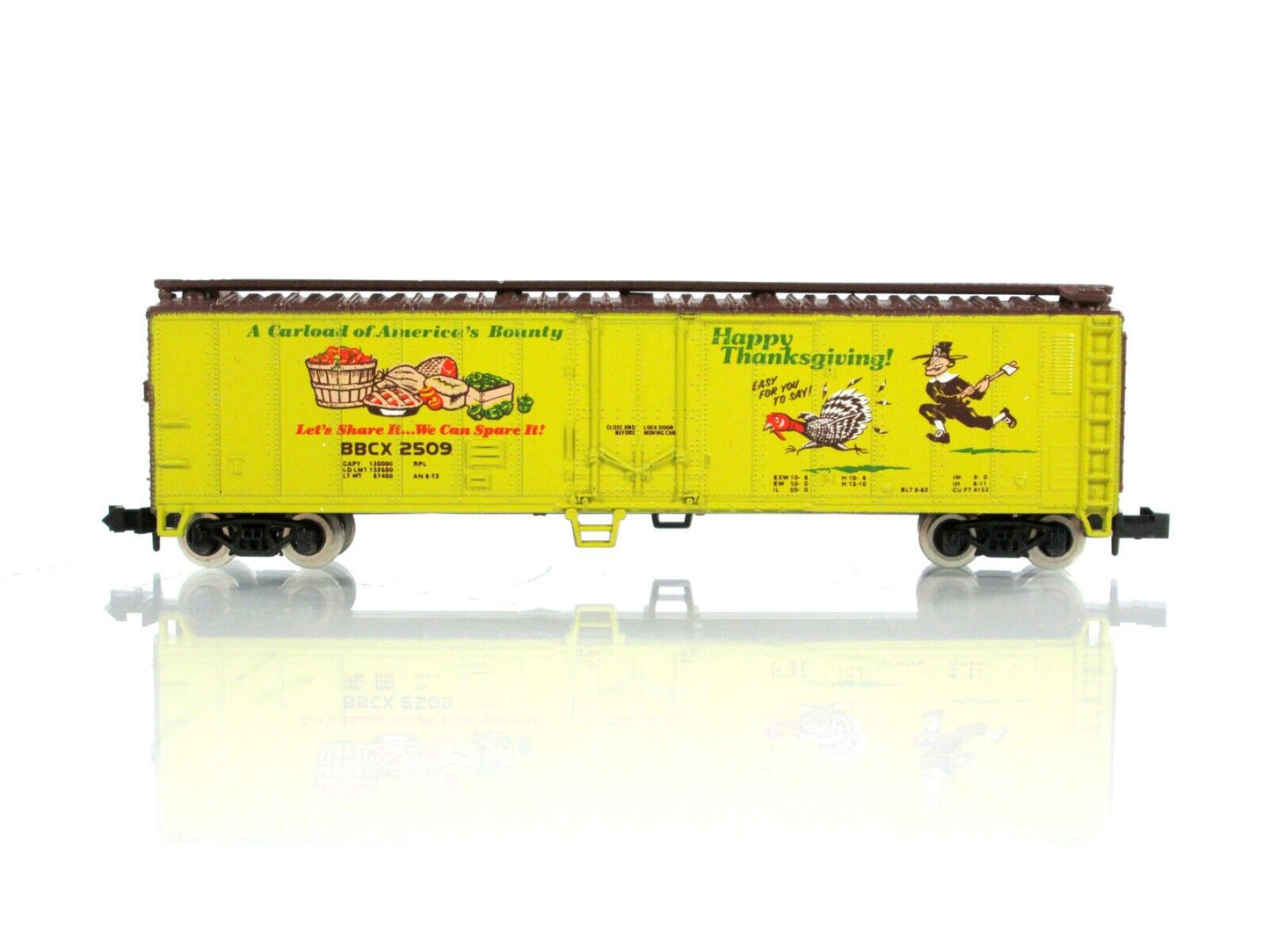 N Scale ** HAPPY THANKSGIVING ** 50' Box Car, BBCX 2509 --------- Bev-Bel, Atlas