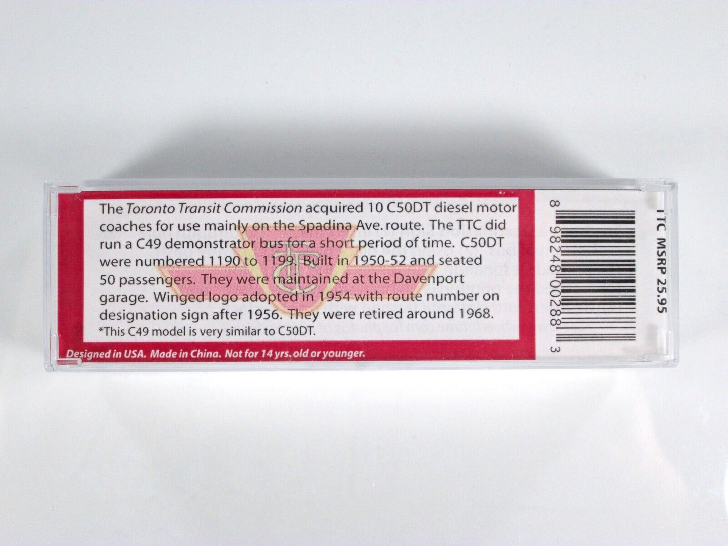N Scale ***TORONTO*** Transit Motor Coach #1190 - WHEELS of TIME 90432