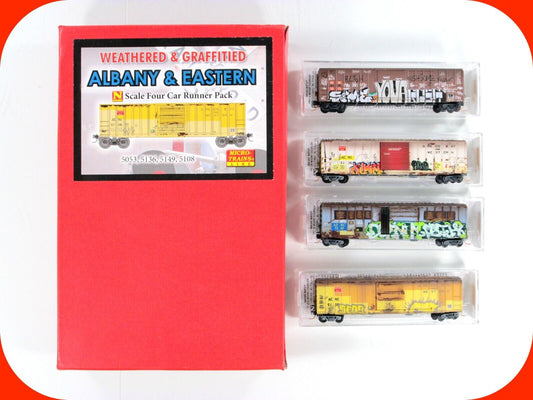 N Scale **ALBANY & EASTERN** Weathered Box Car 4-Pack - Micro Trains 99305220