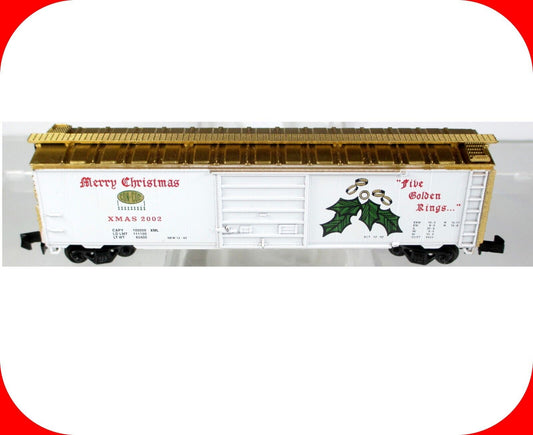 N Scale **FIVE GOLDEN RINGS** 12 Days of Christmas 50' Box Car -- Con-Cor 02002N