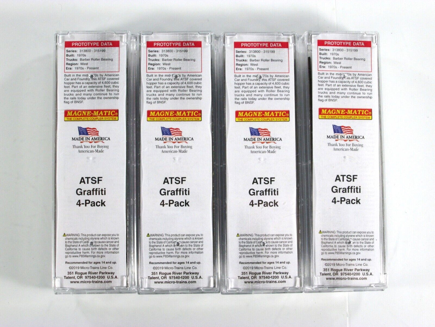 N Scale **SANTA FE** Weathered & Graffiti Hopper 4-Pack -- Micro Trains 99305550
