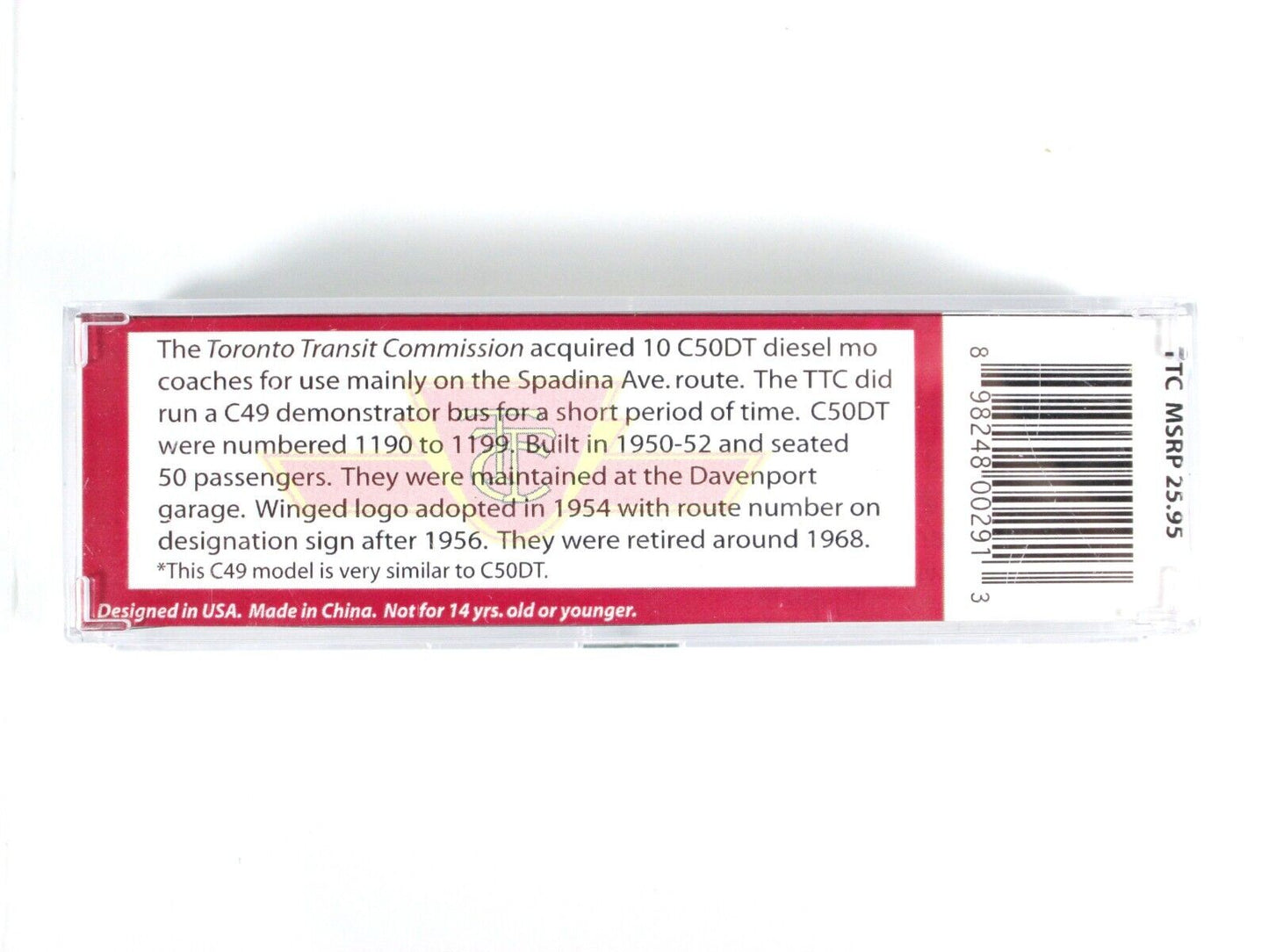 N Scale ***TORONTO*** Transit Motor Coach #1198 - WHEELS of TIME 90462