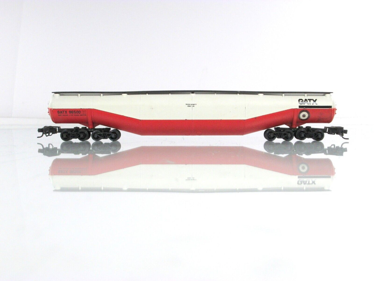 N Scale ***GATX*** 94' Jumbo Whale Belly Tank, GATX 96500 -Atlas 3114, MTL Cplrs