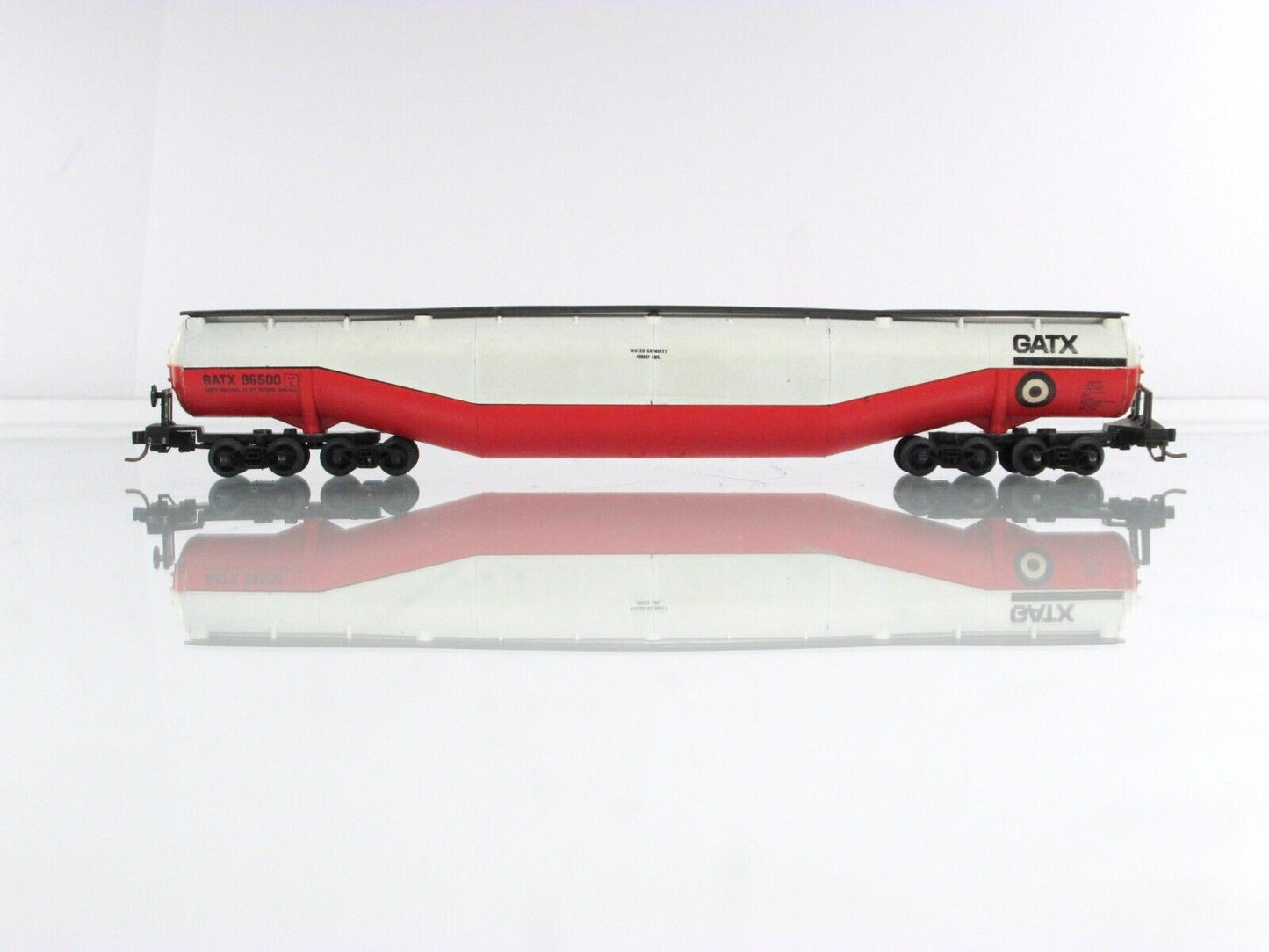 N Scale ***GATX*** 94' Jumbo Whale Belly Tank, GATX 96500, Atlas 3114, MTL Cplrs