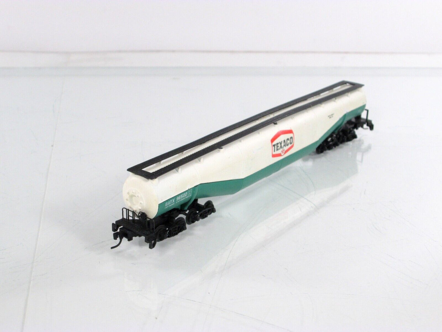 N Scale **TEXACO** 94' Jumbo Tanker, GATX 96502,  Atlas 3112, Micro Trains Cplrs