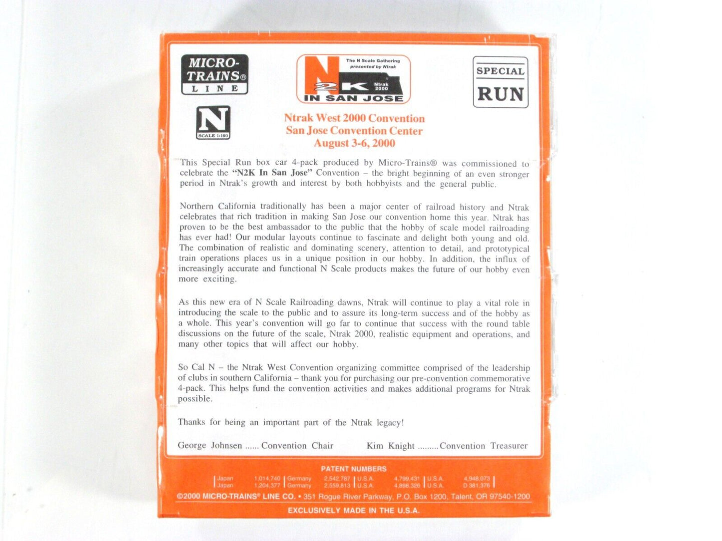 N Scale ***NTRAK 2000 SAN JOSE*** 40' Box Car 4-Pack - Micro Trains Special RARE