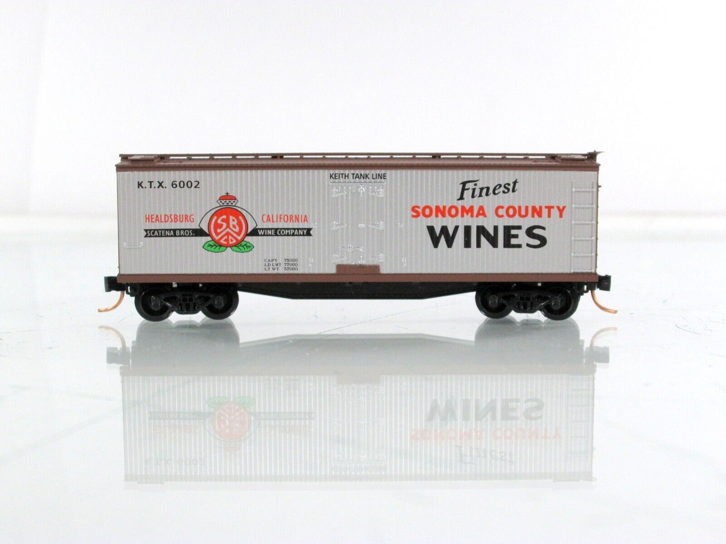 N Scale ***KEITH TANK LINE WINES*** 40' Ice Reefer KTX 6002 - Micro Trains 49070