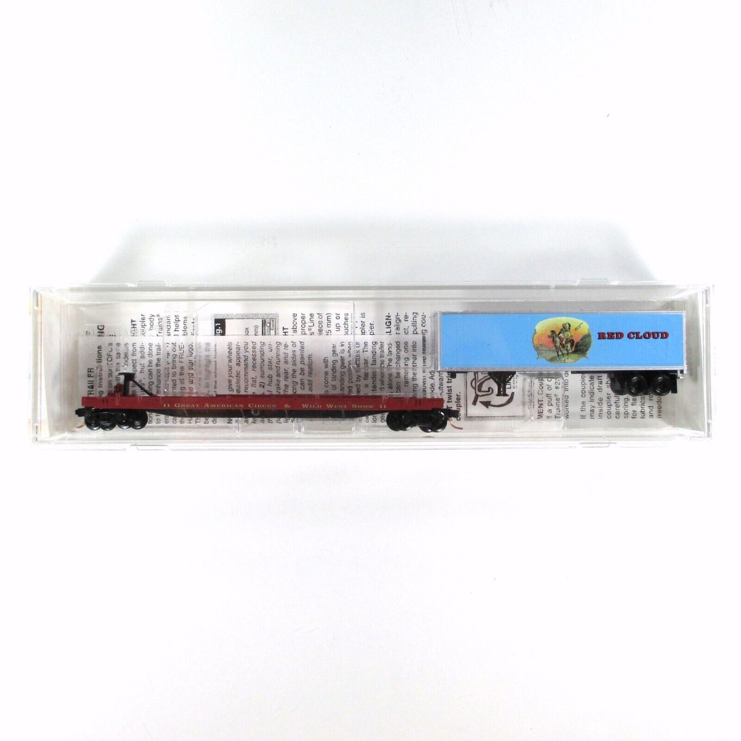 N Scale ****RED CLOUD**** Circus Trailer on Flat Car #11 -- MTL, Lowell Smith #1