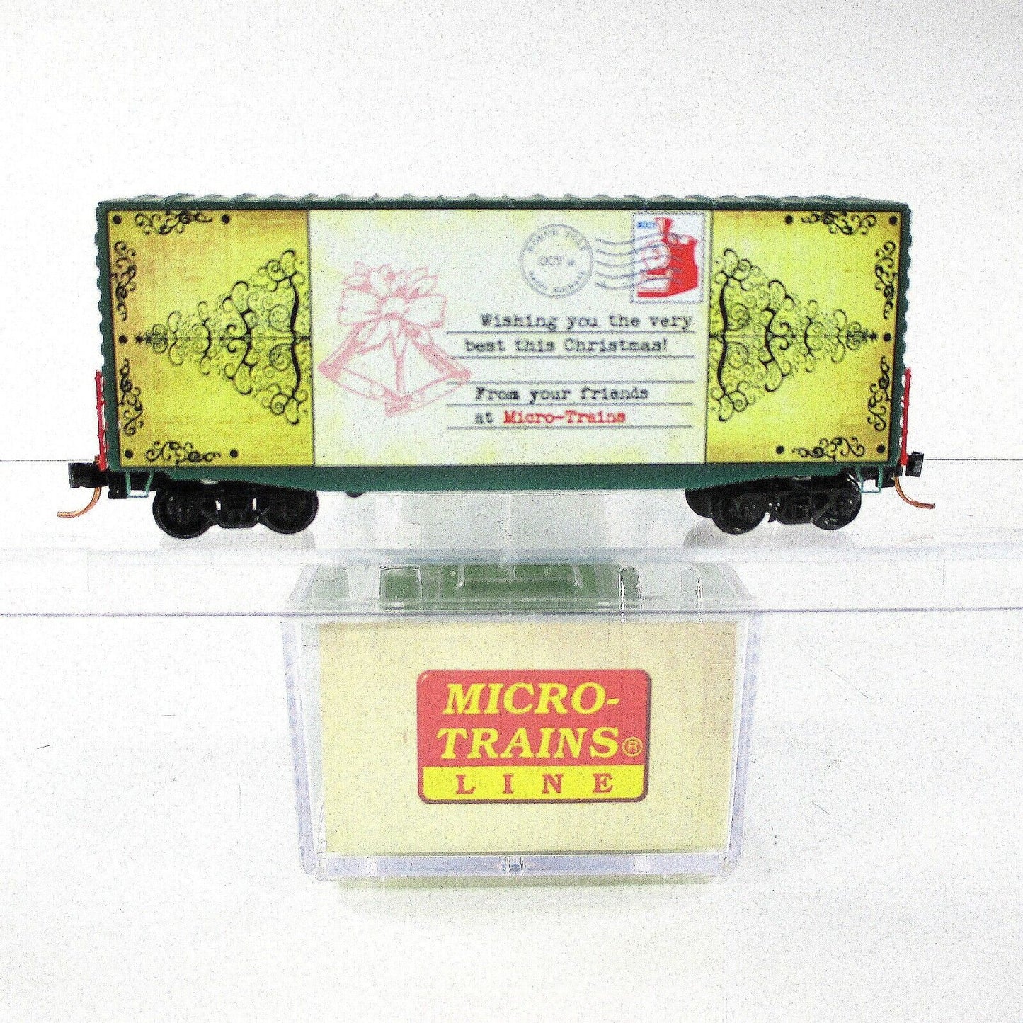 N Scale VINTAGE CHRISTMAS POSTCARD **Winter Stroll** Box Car ------ MTL 10100814