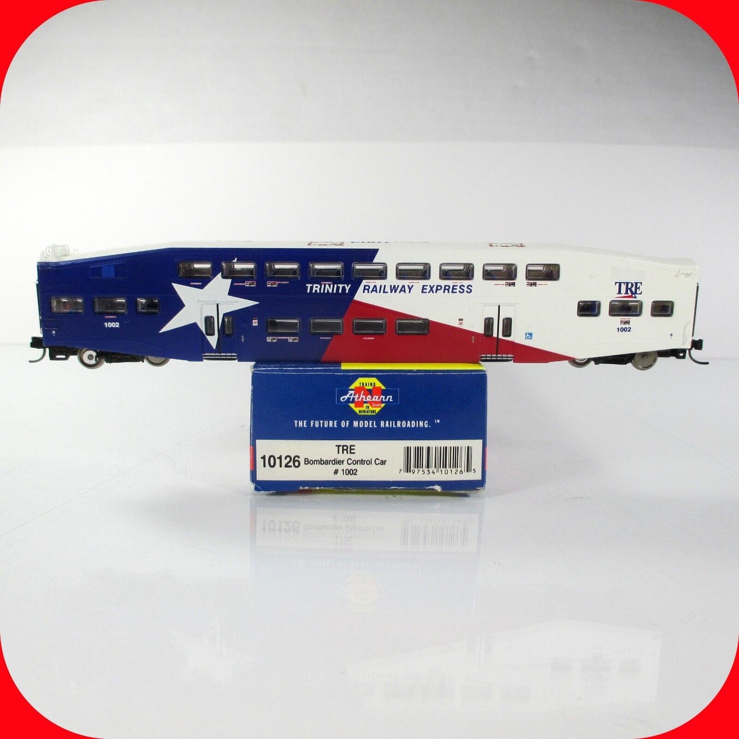 N Scale BOMBARDIER Dallas TRE Trinity Railway Control Car #1002  - Athearn 10126