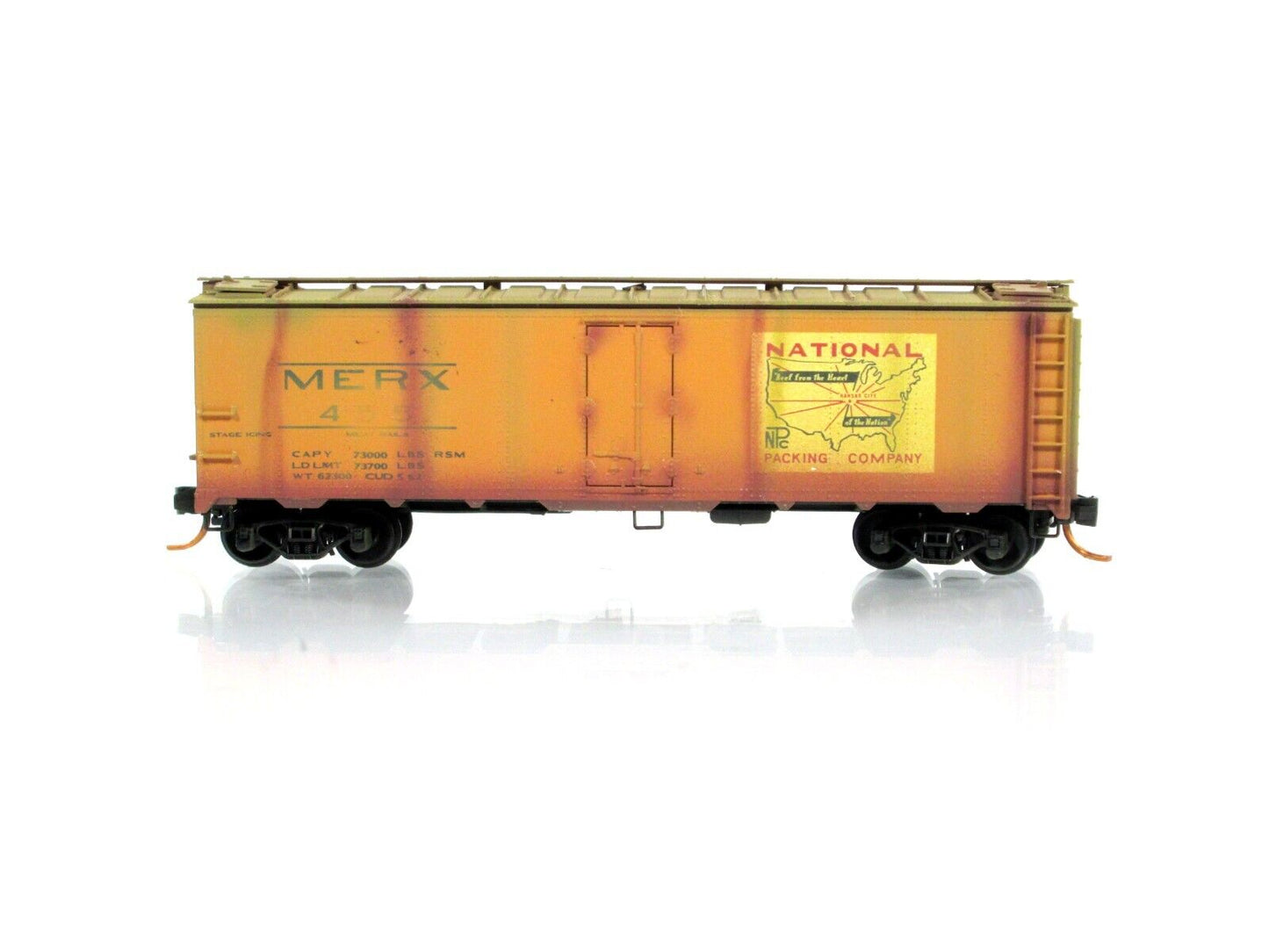 N Scale **NATIONAL PACKING** Weathered Reefer, MERX 455 -  Micro Trains 05944160