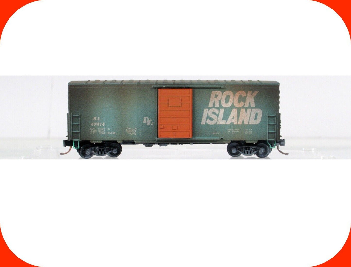 N Scale ***ROCK ISLAND*** Weathered 40' Box Car #47414 --  Micro Trains 02444270