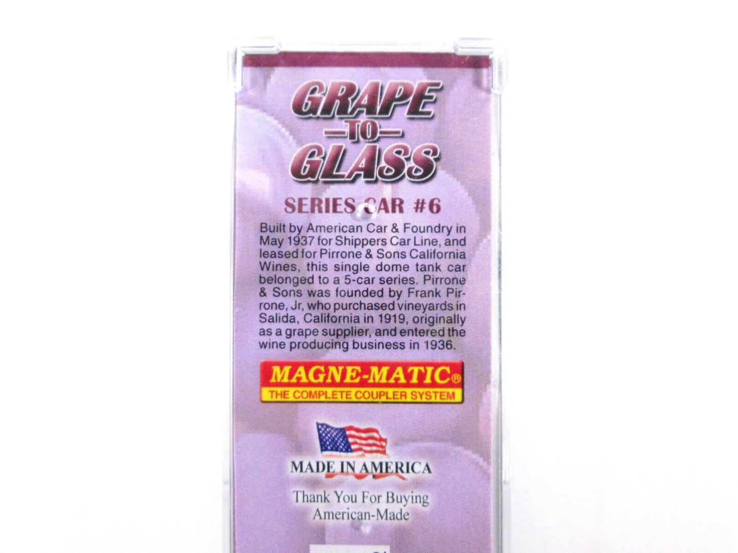 N Scale **PIRRONE & SONS WINE** Tank Car (Grape to Glass) -Micro Trains 06500066