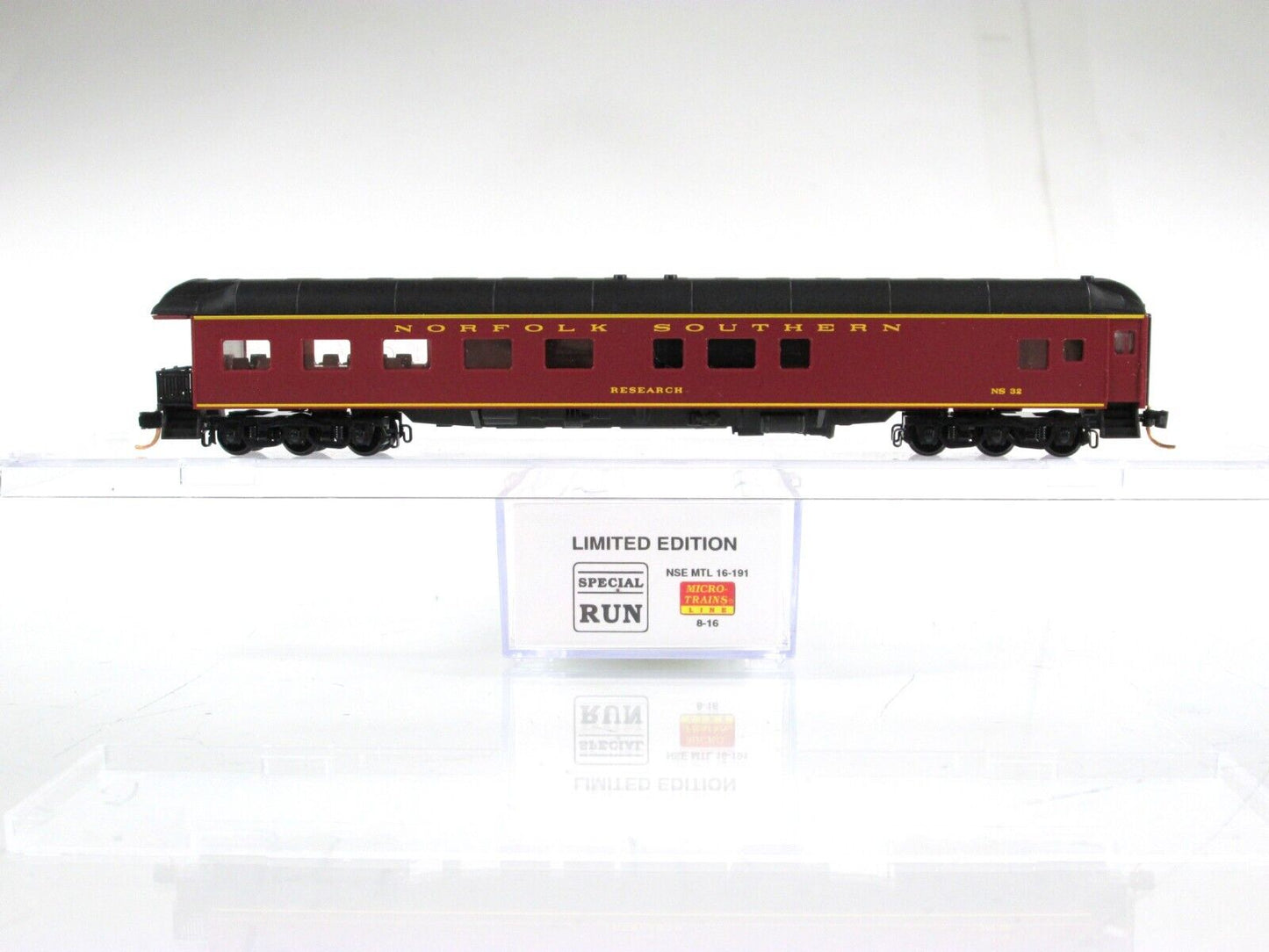 N Scale Norfolk Southern "RESEARCH" Observation Car -Micro Trains / Lowell Smith