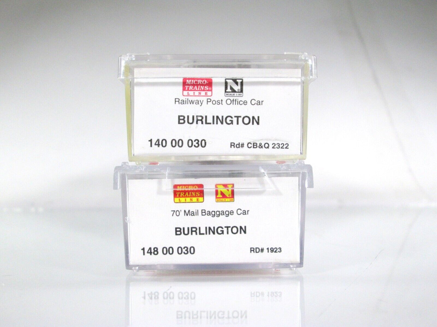 N Scale BURLINGTON *CB&Q* RPO / Mail Baggage Heavyweight 2-Car Set -Micro-Trains