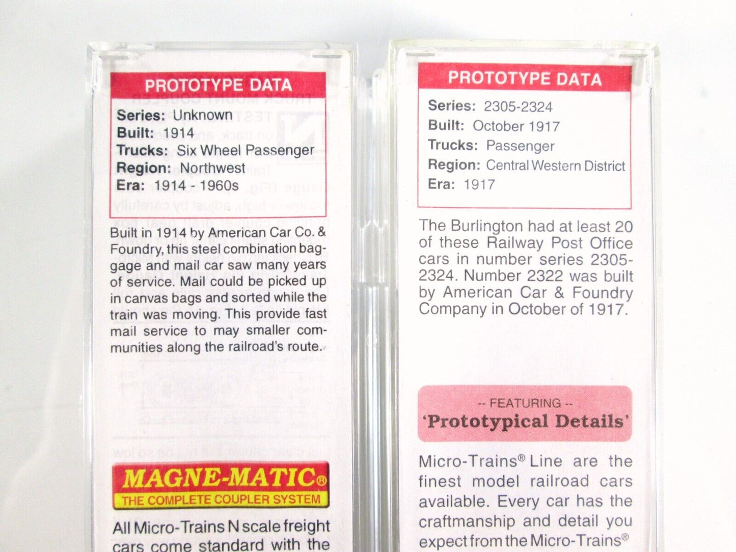 N Scale BURLINGTON *CB&Q* RPO / Mail Baggage Heavyweight 2-Car Set -Micro-Trains