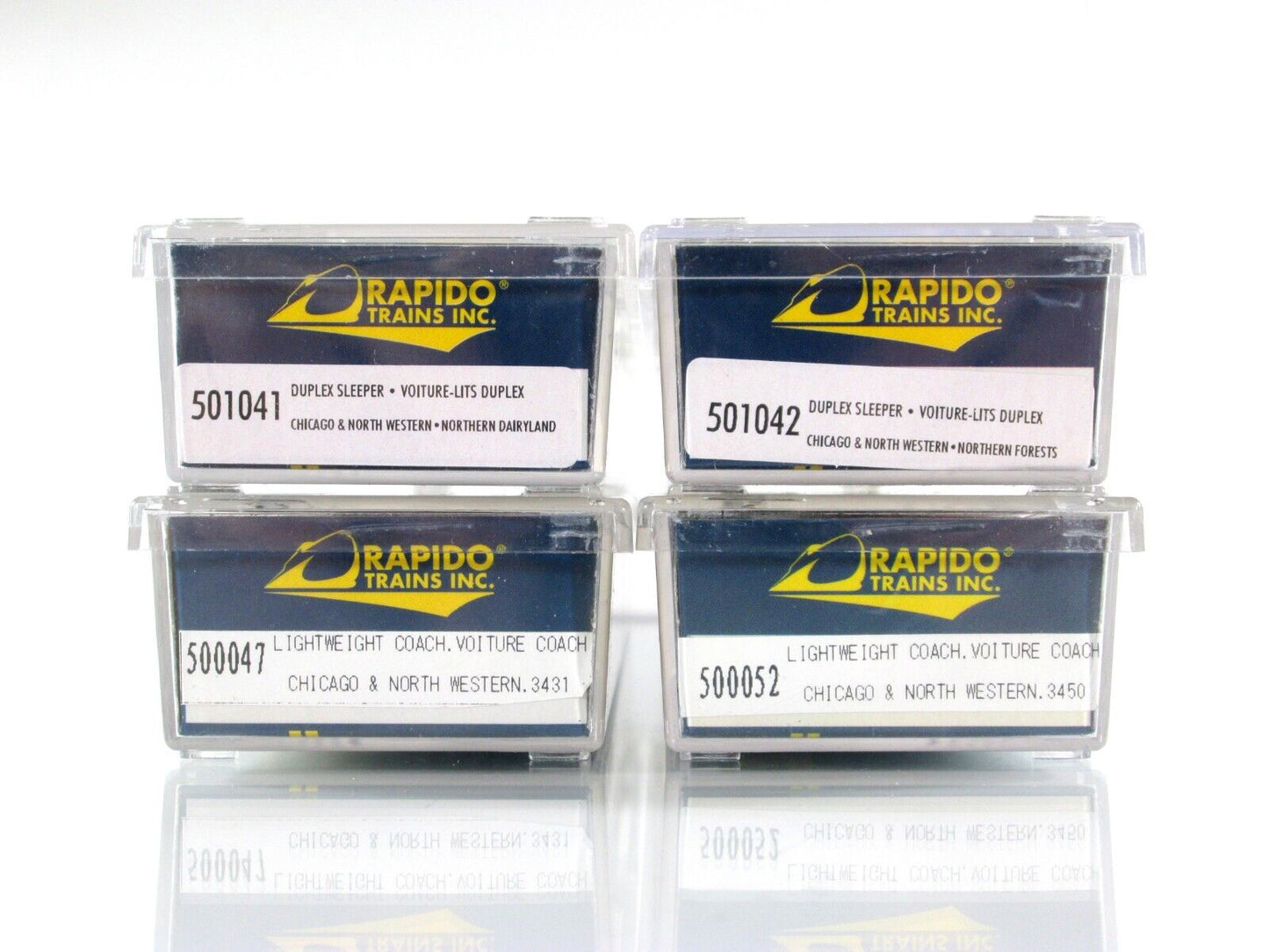N Scale CHICAGO NORTH WESTERN Passenger Coach, Sleeper 4-Pack Set -Rapido TRAINS