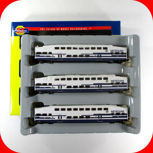 N Scale Bombardier METROLINK Bi-Level Passenger 3-Car Set - Athearn 10160 **NEW*