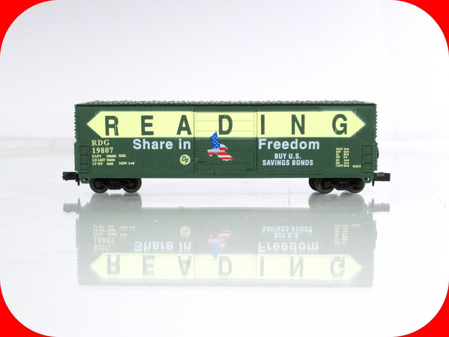 N Scale **READING**  **SHARE In FREEDOM** 50' Box Car, RDG 19807 --Bev-Bel 10038